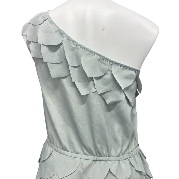 C. Luce One Shoulder Gray/Silver Scalloped Leaf Detail Cocktail Dress Size L - Picture 4 of 10